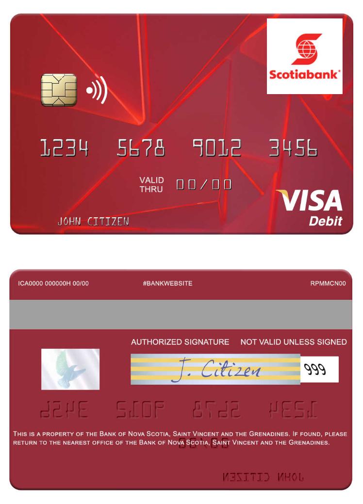 Saint Vincent and the Grenadines Bank of Nova Scotia visa debit card